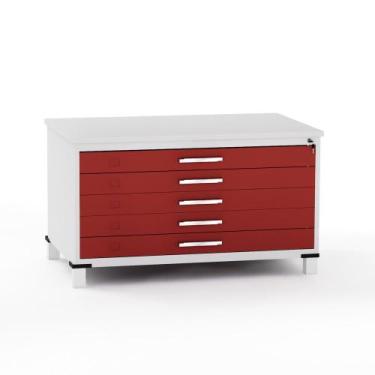 Imagem de Mapoteca em Aco 05 Gavetas Pandin Cinza e Vermelho