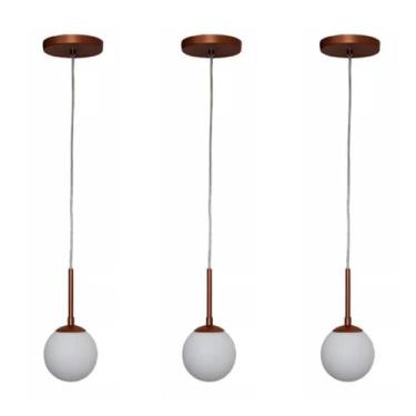 Imagem de Kit 3 Pendentes Globo Jabuticaba Cabeceira Quarto Cobre - Poliluz
