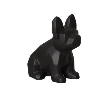 Imagem de Estatueta Cachorro em Cerâmica Decorativo Home Preto Fosco - Sara Deco