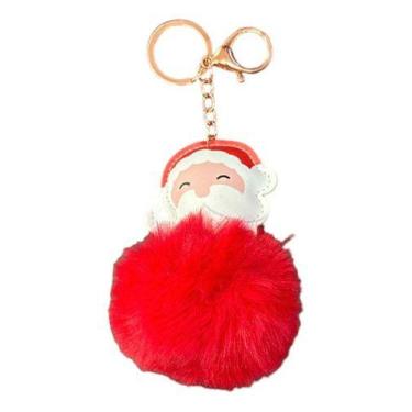 Imagem de Chaveiro Pompom Papai Noel Decoração Enfeite Natal Unidade - oem, Verm