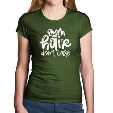 Imagem de Baby Look Algodão Gym Hair Don't Care - Foca na Moda, Musgo, GGG