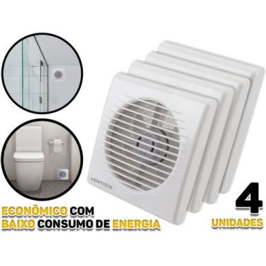 Imagem de Kit 4 Exaustores Banheiro Ventilador Ventisol 150mm Bivolt 12319, 110V