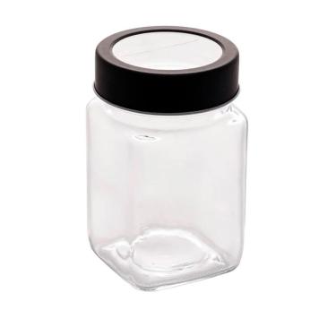 Imagem de Pote de Vidro Boro silicato com Tampa em Metal e Acrílico Preto 300ml 1256 - Lyor