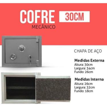 Imagem de Cofre pequeno 30cm  - JR COFRES DE AÇO 