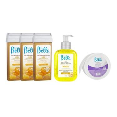 Imagem de Kit 3 Refil Cera Mel, Gel Hidratante, Lenço - Depil Bella