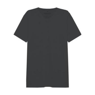 Imagem de Camiseta Manga Curta Gola V Masculino Basicamente Ref. 72874, Cinza gr