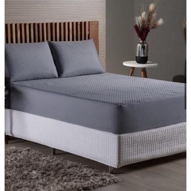 Imagem de Capa protetora de colchão casal padrão impermeável - Borgon, Cinza