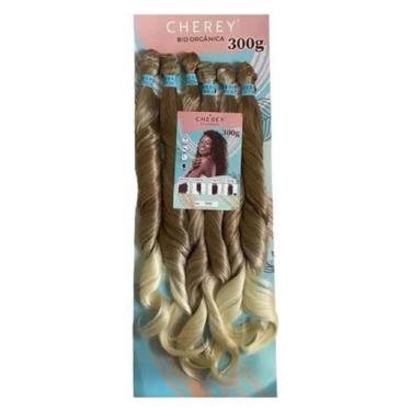 Imagem de Cabelo Cherey Bio Fibra Liso Ondulado Perla 6x 60cm 300g, Loiro Mescla