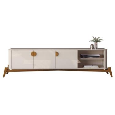 Imagem de Rack Bancada Buriti 1.8 TV Até 70 Pol. Pés de Madeira Maciça