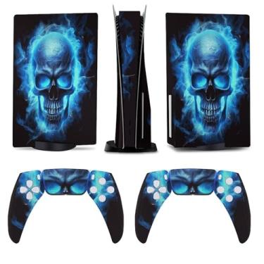 Imagem de Buyidec Blue Fire Skull for Model 5 Skin Accessories Cover Skins Anime Vinyl Cover Sticker Full Set for Model5 Disc Edition