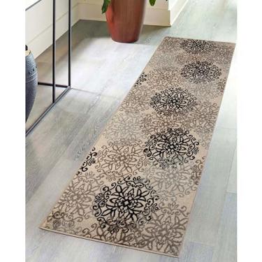 Imagem de Superior Tapete de corredor interno, com base de juta, perfeito para entrada, escritório, sala de estar/jantar, quarto, cozinha, piso de madeira, decoração floral, coleção Leigh, 2 m x 20 cm