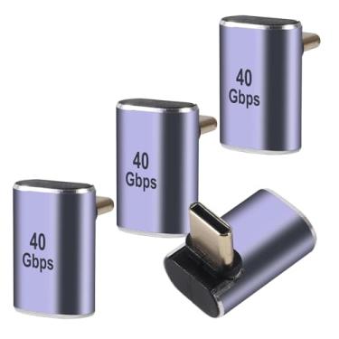 Imagem de XIITIA 4 peças de adaptador/conector USB C macho para fêmea de ângulo reto de 90 graus, extensor de adaptador USB tipo C suporta 100W, 40Gbps, 8K @60Hz para Steam Deck, MacBook, Thunderbolt etc
