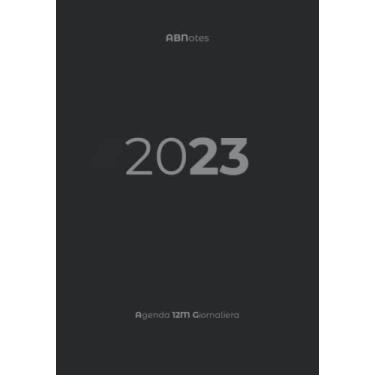 Imagem de ABNotes Agenda 12M XL 12 mesi giornaliera B5 Black Glossy: Planner/Diario giornaliero un giorno per pagina - Nera - Grande 412 Pagine Spesse - Griglia calendario annuale e mensile - Note
