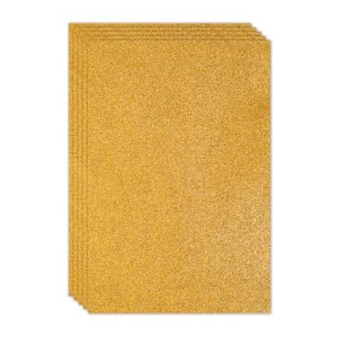 Imagem de PATIKIL Folha de espuma com glitter EVA dourado brilhante 11,8 x 7,9 polegadas 2 mm de espessura com adesivo traseiro brilhante EVA Glitter feltro para artesanato faça você mesmo, 5 peças
