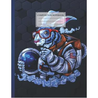 Imagem de Composition NoteBook Astronaut Rabbit Hipster Size 8.5 x 11 In, 110 pages Cute Cosy Winter Vaion Christmas Skiing Village For Children Girls Boys Kids Teens Adults Gift