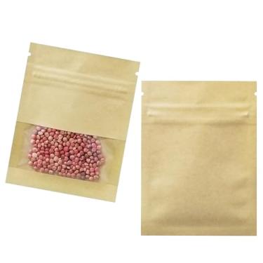 Imagem de FERENLI Pacote com 100 envelopes pequenos de 13 x 18 cm para moedas de sementes resseláveis com janela transparente, pacotes de selagem térmica de papel kraft marrom para flores, sementes de vegetais,