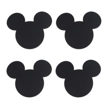 Imagem de Finex Conjunto de 4 peças PRETO - Porta-copos de aço inoxidável com cabeça de Mickey Mouse antiderrapante anti-arranhões para mesa de cozinha conjunto de 4 com suporte