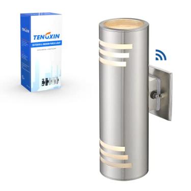 Imagem de TENGXIN Luminárias de Parede Externas Dusk To Dawn, Luminária de Parede Externa com Cilindro de Aço Inoxidável, Luzes com Sensor para Área Externa, À Prova D'Água.