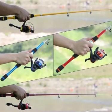 Imagem de Conjunto De Pesca, Vara Telescópica, Iscas Carretel De Giro - lojaaqui