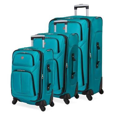 Imagem de SwissGear Bolsa Sion Softside com rodas giratórias, azul-petróleo, conjunto de 3 peças (21/25/27)