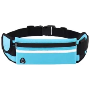 Imagem de Pochete Slim Fitness Sport Gear Adventure Premium - Ideal para Todas as suas Aventuras e Atividades ao Ar Livre - Porta Celular, Garrafa e Documentos - Cinta Ajustável e Resistente à Água (Azul)