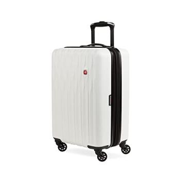 Imagem de SwissGear 8018 Mala rígida expansível com rodas giratórias, branca, bagagem de mão 50 cm, Branco, Carry-On 20-Inch, 8018 Mala rígida expansível com rodas giratórias