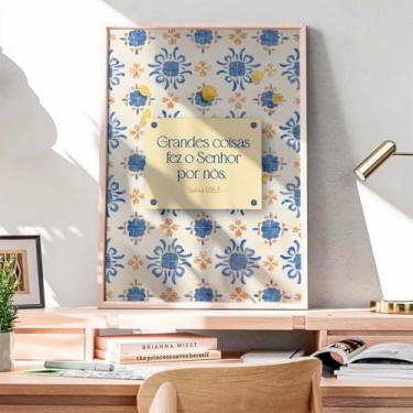 Imagem de Quadro Decorativo Cristão Gospel; Salmos 126. 3; Grandes coisas Fez o Senhor por Nós. Quadros bíblicos; Versículos Bíblicos; Presente criativo; Quadro com Mensagem Motivacional; Motivação; (Moldura Crua 70x50)