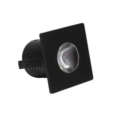 Imagem de Mini Spot Embutir Para Movéis Quadrado Preto 3,5cm Led 1W 3000K Bivolt