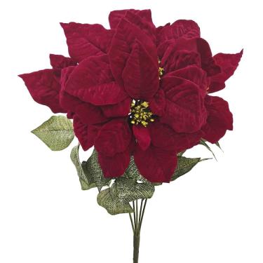 Imagem de Buquê de Flores Artificiais Poinsétia Decoração de Natal 50cm
