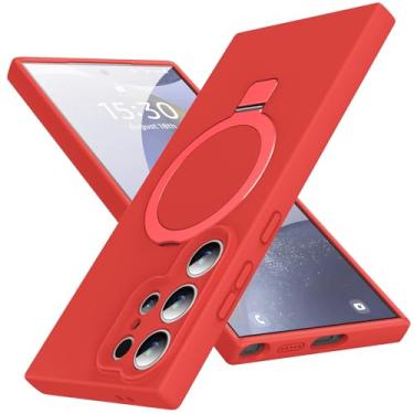 Imagem de KMAMBAG Capa Mag-Ring para Galaxy S24 Ultra, silicone líquido [fator hidratante] Capa para celular Exreme macia e fina com suporte [compatível com MagSafe] para Samsung Galaxy S24 Ultra 6,8 polegadas