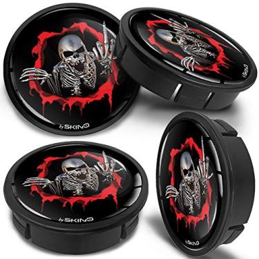 Imagem de SkinoEu 4 x 60 mm ABS Centro de Roda de Liga de Carro Universal Aros Hub Centro Caps Auto Tuning Logotipo Emblema Prata Brilhante Preto CX 20