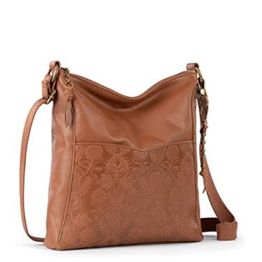 Imagem de The Sak Mini bolsa feminina de couro Sanibel, Tabaco floral em relevo