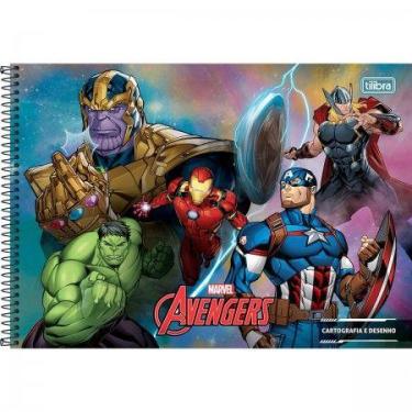 Imagem de Caderno de Desenho e Cartografia Avengers (Vingadores) 80 Folhas - Til