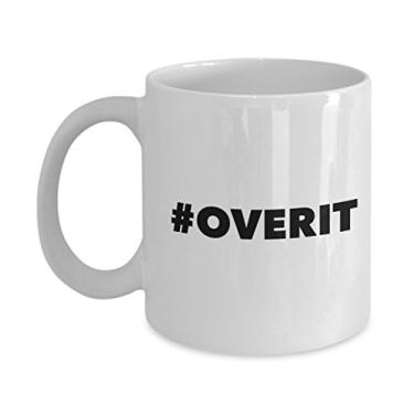 Imagem de Caneca de café divertida - Caneca branca Overit - Caneca de cerâmica de 325 ml - Caneca segura para lava-louças e micro-ondas.