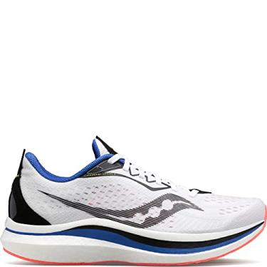 Imagem de Saucony Tênis de corrida masculino Endorphin Speed 2, Branco/preto/azul, 14