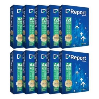 Imagem de Papel Sulfite A4 Report Premium 75g Caixa 10 pacotes de 500 Folhas