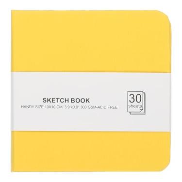 Imagem de PATIKIL Caderno de desenho de papel aquarela 4x4, 30 folhas, 300 g/m2/92 kg, caderno de aquarela, capa dura, blocos de papel para pintura, amarelo
