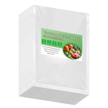 Imagem de Sacos seladores a vácuo premium 100 litros 28 x 35,5 cm, sacos pré-cortados para economia de alimentos, sem BPA e resistentes sacos a vácuo para freezer. Grau comercial, Sous Vide, selar uma refeição