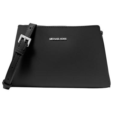 Imagem de Michael Kors Bolsa transversal pequena Ruthie, Ferragens prateadas/couro Saffiano/preta, One Size