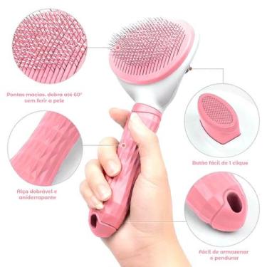 Imagem de Escova Rasqueadeira Remove Pelos Cães Gatos - Kapbom
