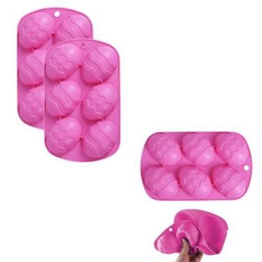 Imagem de Kit 2 Formas Silicone Ovo De Páscoa Chocolate Médio Antiaderente  - ud