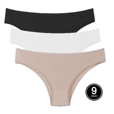 Imagem de Kit 9 Calcinhas Algodão Tanga Sortida Conforto A10 - M - QLC SPORT, GG