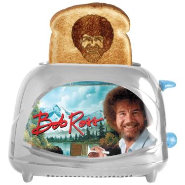 Imagem de Torradeira 2 Fatias com Tema BobRoss, Termostato Ajustável e Fácil de Limpar, 110V 650W, BobRoss, Cinza e Azul