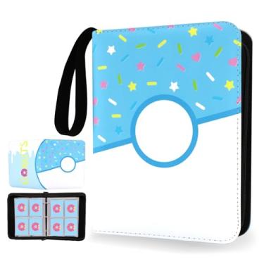 Imagem de Pasta para cartão com 4 bolsos, álbum com 400, porta-cartões colecionáveis Blue Donut, fichário com zíper para meninas e adolescentes (azul, 400 bolsos)