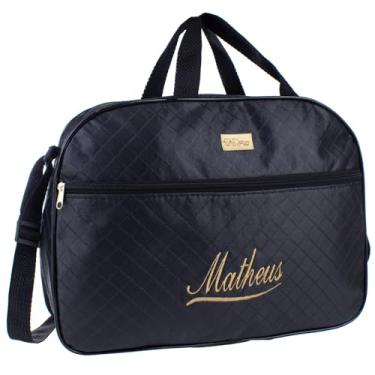 Imagem de Bolsa Maternidade Grande com Nome Personalizado Modelo Luxo (Preto Menino)