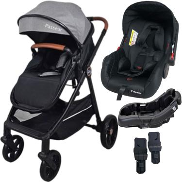 Imagem de Carrinho de Bebe com Bebe Conforto Base Passear Baby Apolo Cinza