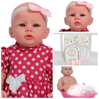 Imagem de Bebê Reborn Abigail Vestido Bolinha Pode Dar Banho + Itens - Cegonha R