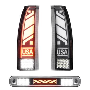 Imagem de Tresound Luzes traseiras + 3º terço lâmpada de carga de freio para Silverado 94-98, para Chevy GMC C1500 C2500 C3500 K1500 K2500 K3500 88-00, para Blazer 92-94, conjunto de lanterna traseira de LED