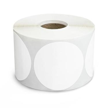 Imagem de ESSENTIAL Etiquetas adesivas de código de barras térmicas circulares diretas de 5 cm, etiqueta de envio branca redonda autoadesiva, compatível com impressoras Rollo e Zebra, 750 etiquetas de rolo (1)