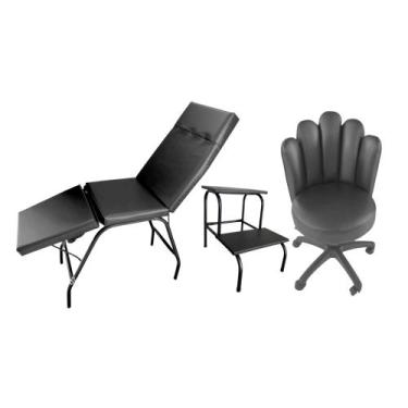 Imagem de Kit estética Maca 3 posições massagem + Mocho Pétala +Escada - HENVIFE